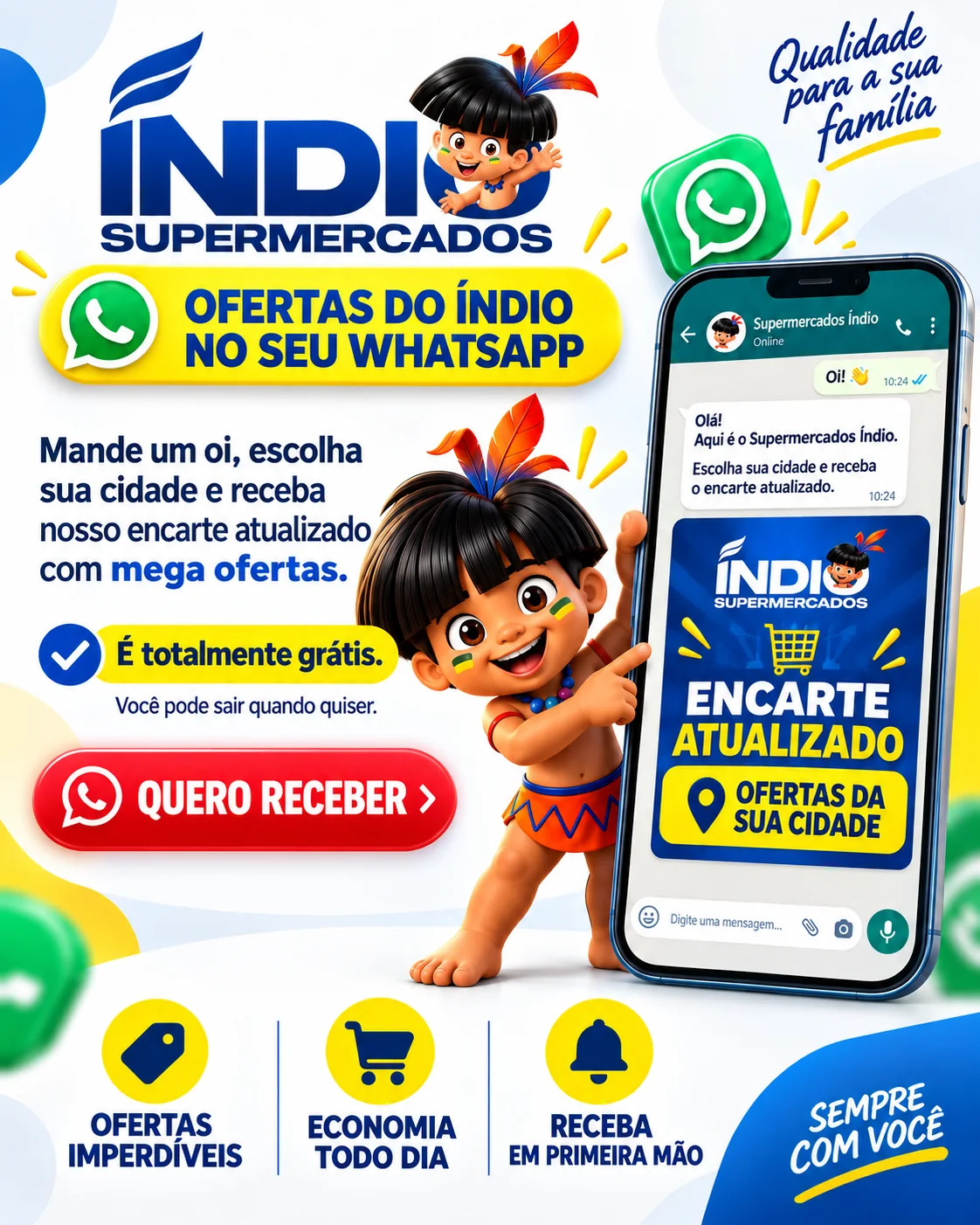 Ofertas do Supermercados Índio no WhatsApp